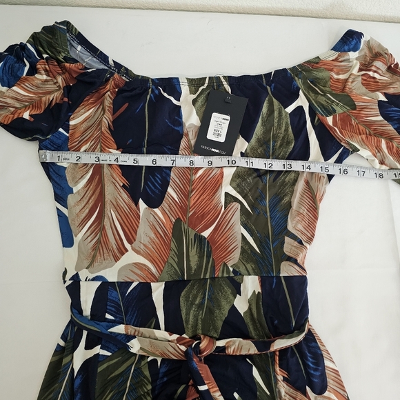 Fashion Nova Curve Night Moves Off-Shoulder Romper Maxi Dress Olive Combo Size L - Picture 12 of 16